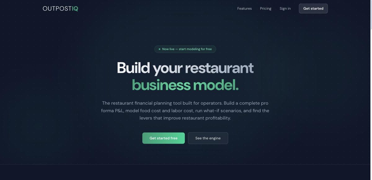 OutpostIQ landing page