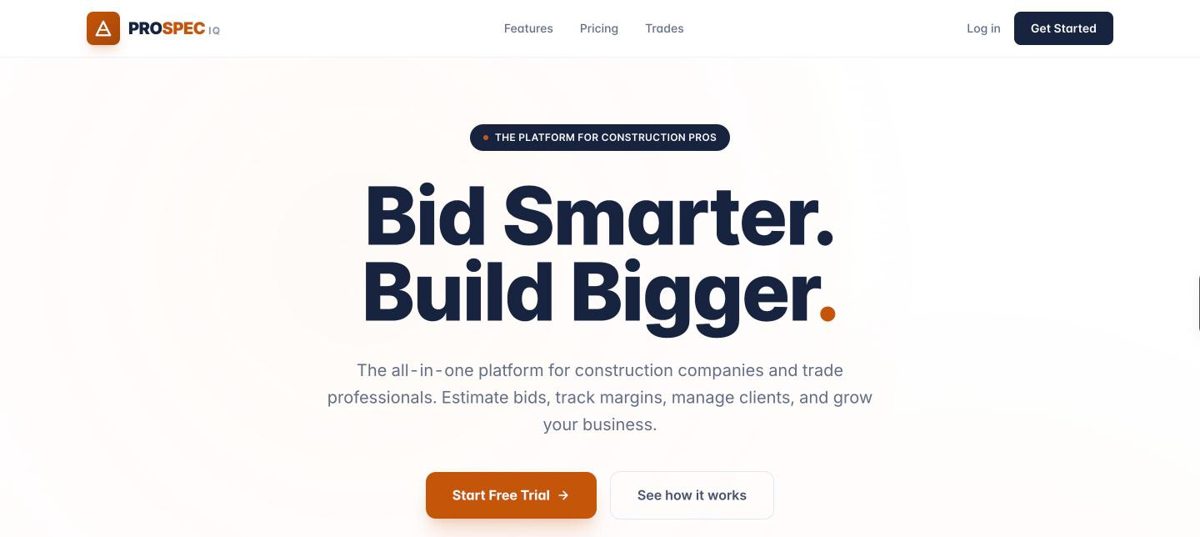 Pro Spec IQ landing page